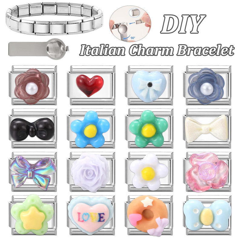 Wholesale Italian Charm Bracelet 9mm DIY Splicing Cute Creative Stainless Steel Composable Bracelet