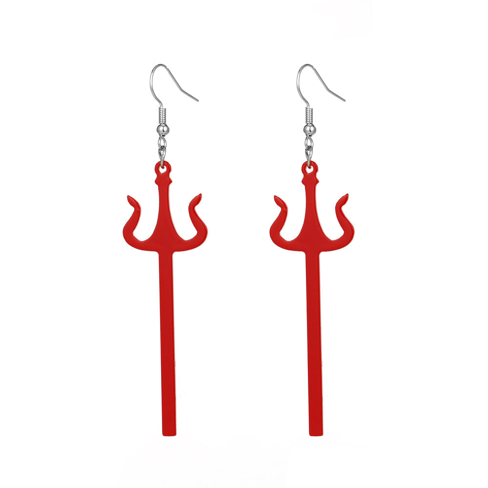 Wholesale Exaggerated Acrylic Trident Earrings