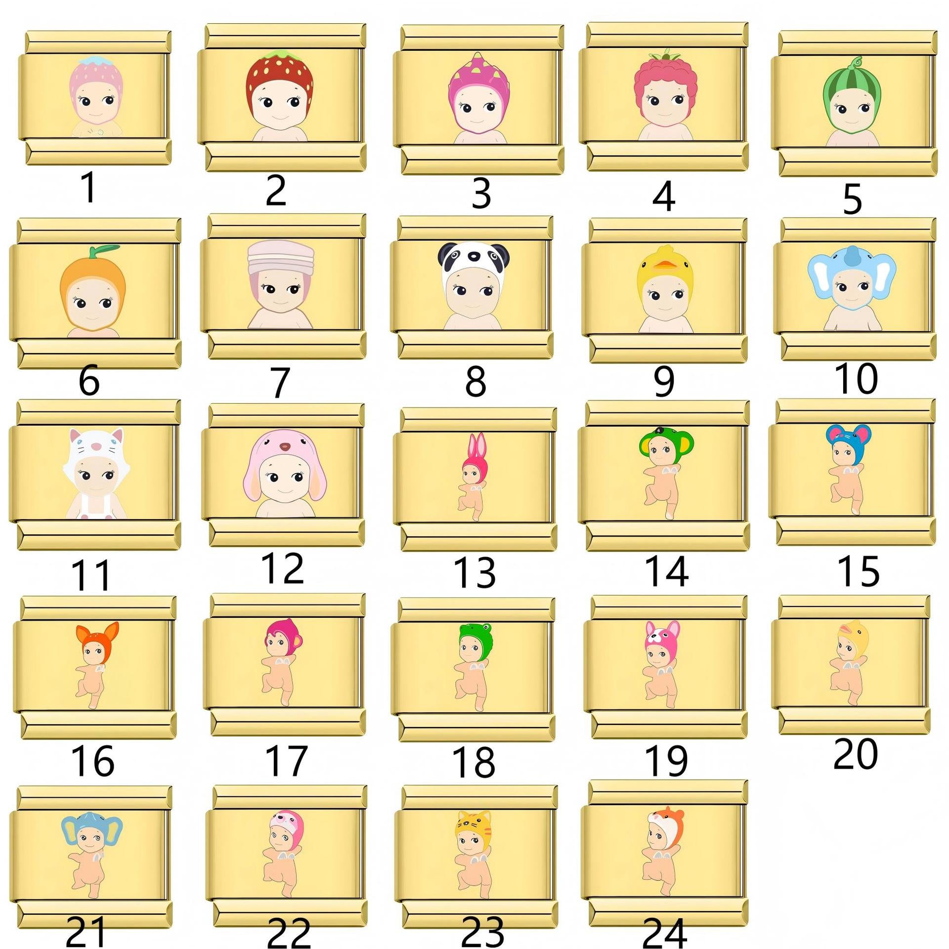 Wholesale 10pcs Italian Charm Bracelet 9mm DIY Splicing Cartoon Cute Stainless Steel Composable Bracelet