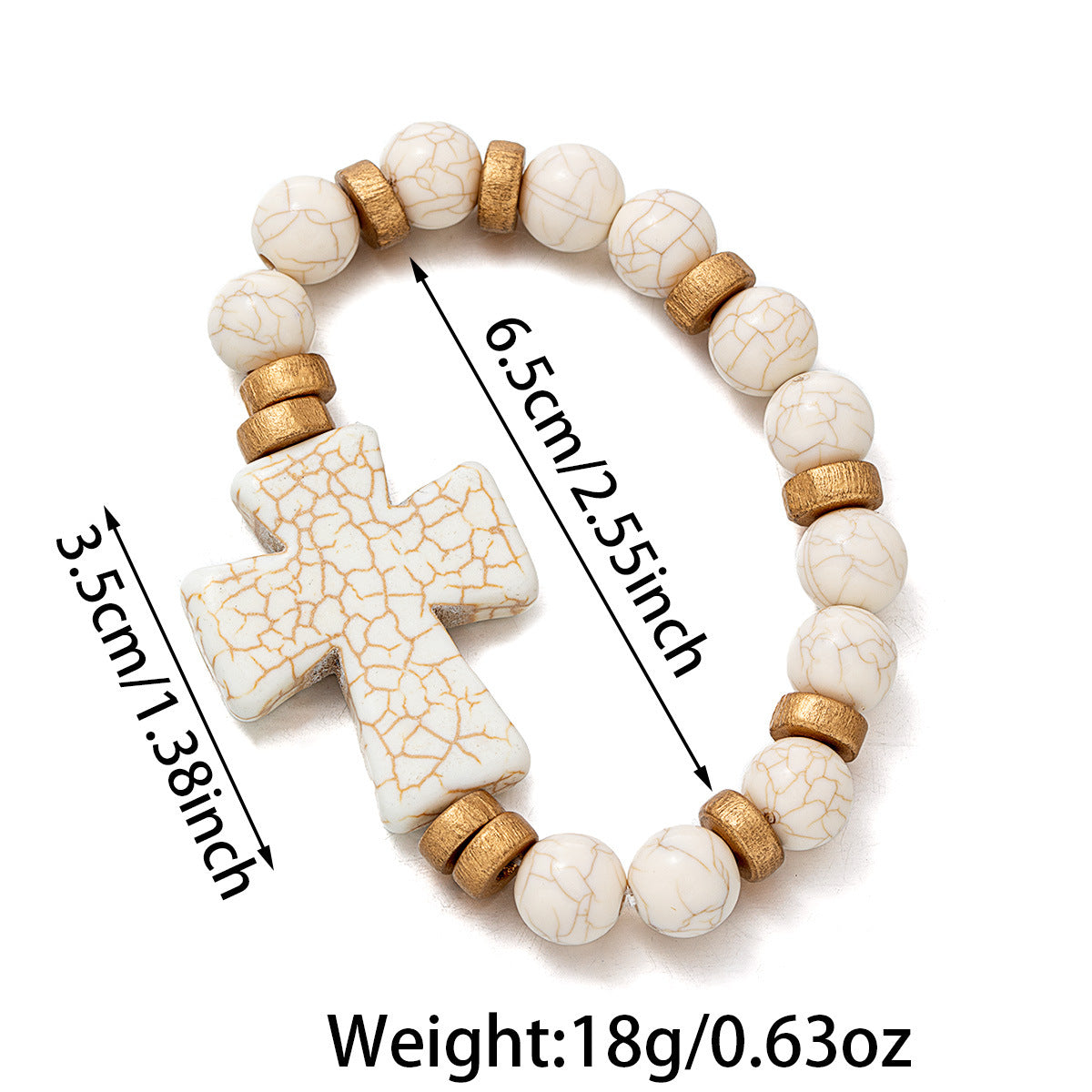 Wholesale cross  acrylic turquoise wood beaded elastic bracelet