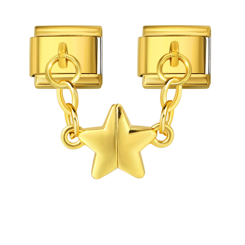 Wholesale  Italian Charm Bracelet 9mm DIY Five-Pointed Stae Creative Stainless Steel Composable Bracelet