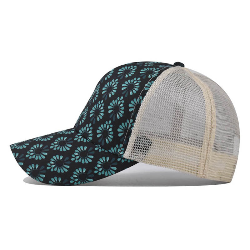 Wholesale Trendy Women S Printed Baseball Cap With Ponytail Hole And Seven Colorful Ponytails Adjustable Summer Everyday Accessory