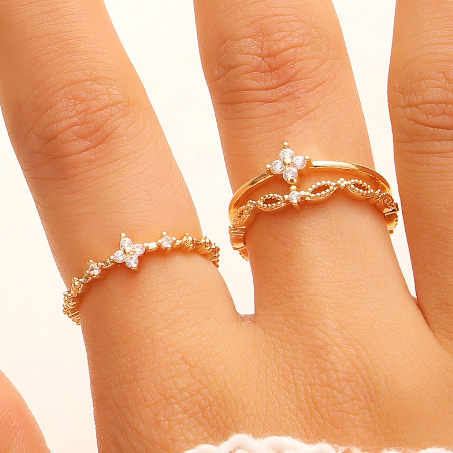 Wholesale Double Cross Open Ring In Gold Copper Geometric Unisex Jewelry Accessory For Everyday Wear And Gifts
