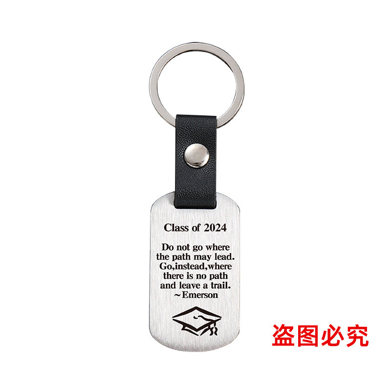 Wholesale Graduation Season Metal Leather Keychains ACC-KC-GangGu028