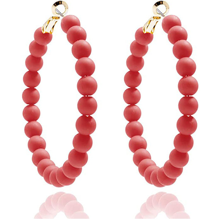 Wholesale Summer Colorful Acrylic Beads Round Earrings Bohemian Stud Earrings ACC-ES-Yunh001