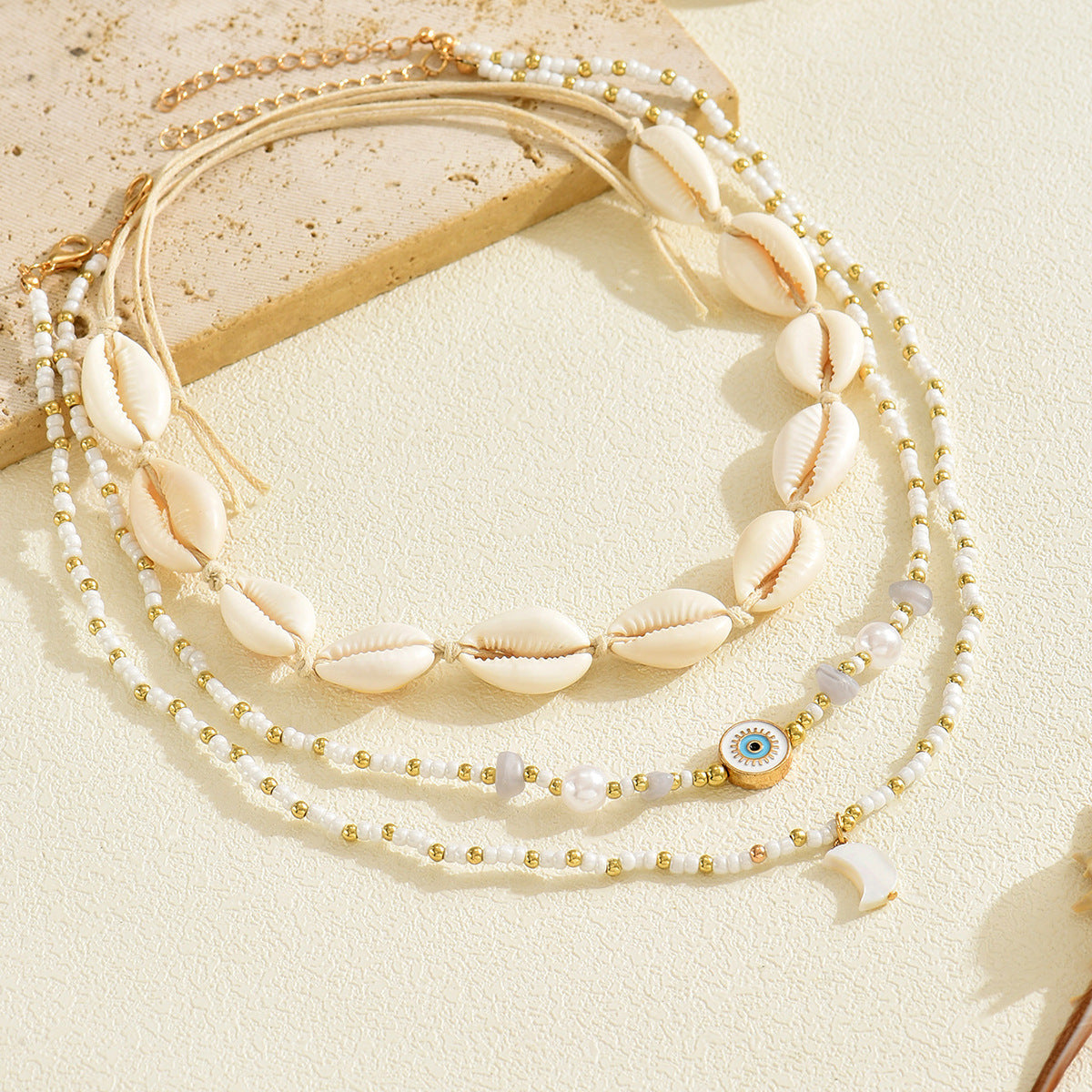 Wholesale Shell necklace light luxury rice bead jewelry necklace set