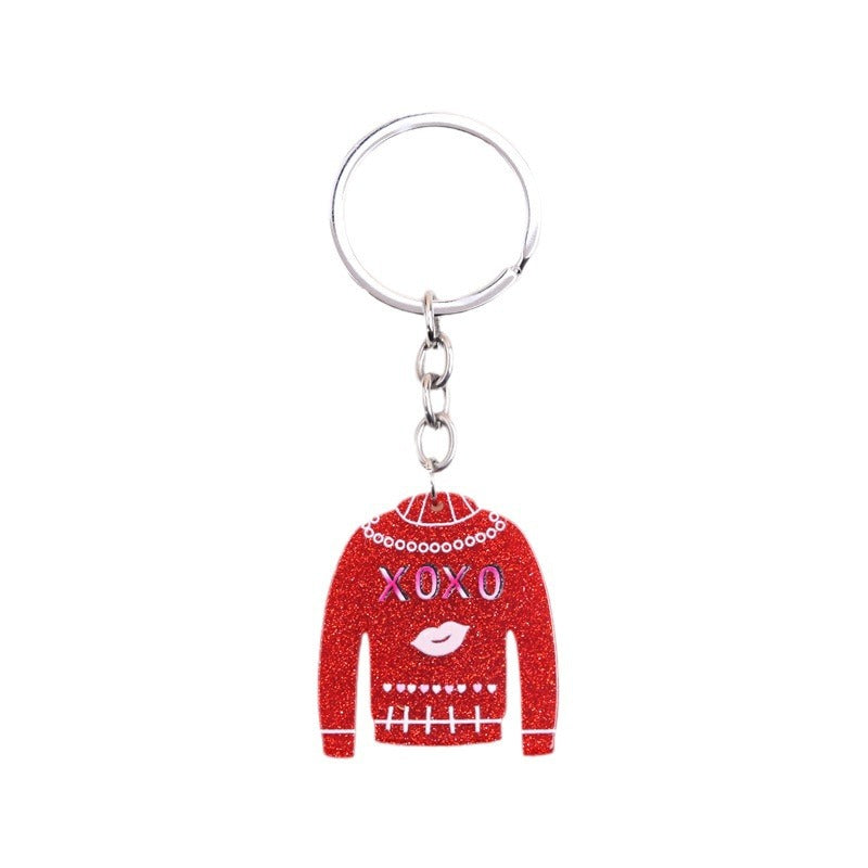 Wholesale Valentine's Day Dwarf Horseshoe Sweater Hat Acrylic Keychain