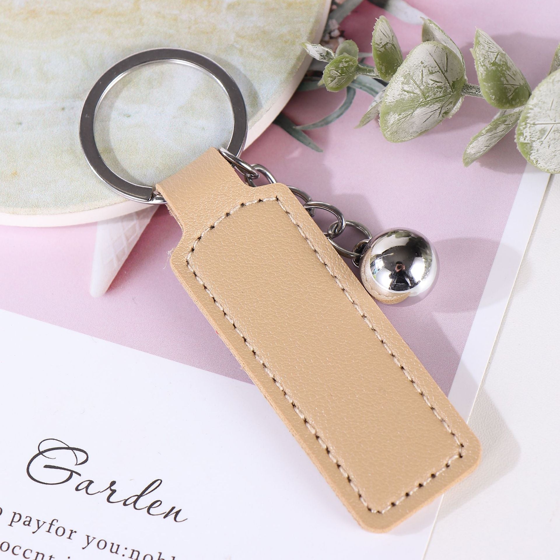 Wholesale  PU Leather Keychain Simple Business Car Keychain Accessories Keychain Ring Printable Logo