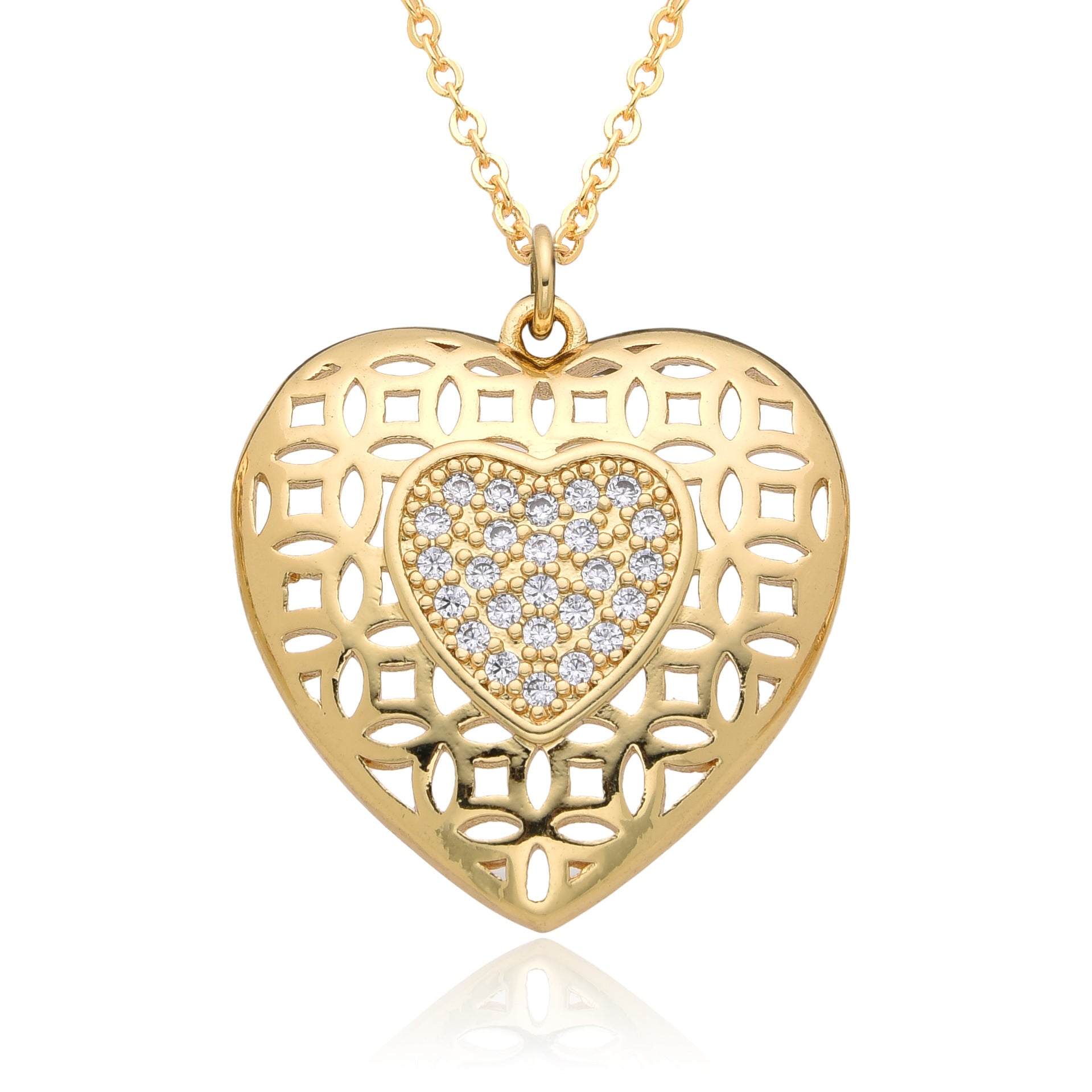 Wholesale  plated 18K gold  cute love pendant  full diamond necklace