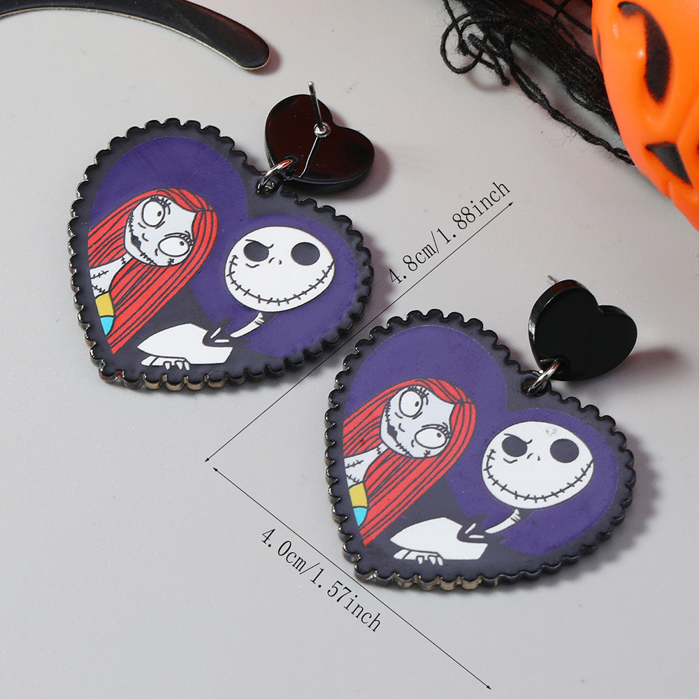 Wholesale Halloween Acrylic Nightmare Before Christmas Print Earrings ACC-ES-Haoc001