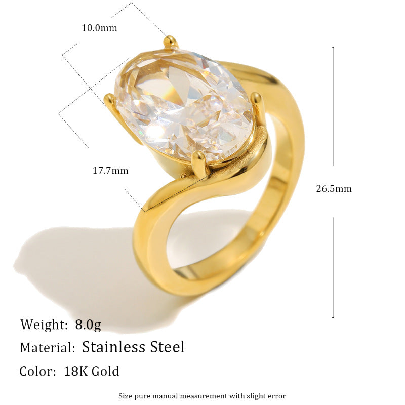 Wholesale Teardrop Marquise Ring,  Stainless Steel Gold Plated Fashion Accessory for Boutique Resale