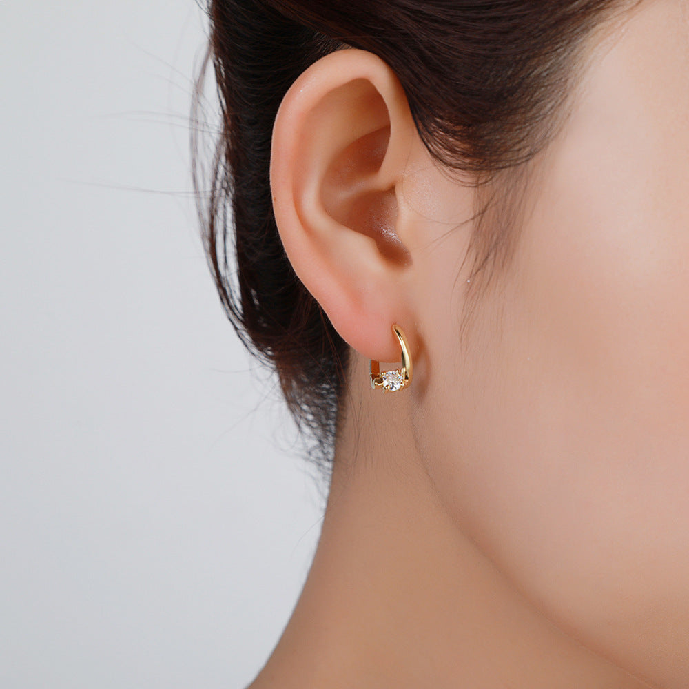 Wholesale Copper Gold Geometric Stud Earrings Asymmetrical Zircon Jewelry Accessory for Women Everyday Wear