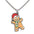 Wholesale Stainless steel enamel Gingerbread Man Christmas holiday necklace