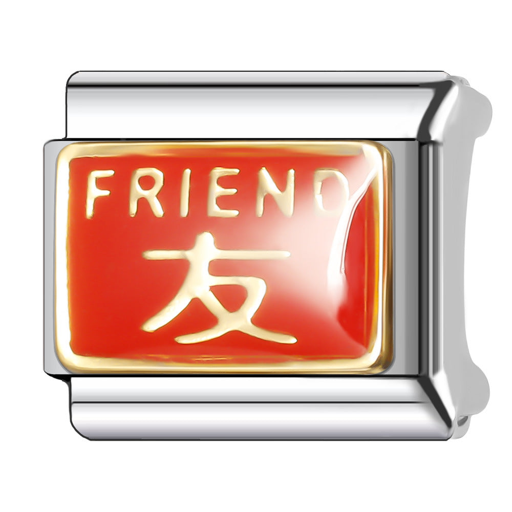 Wholesale Italian Charm Bracelet 9mm DIY Splicing Oil Drop Pattern Stainless Steel Composable Bracelet