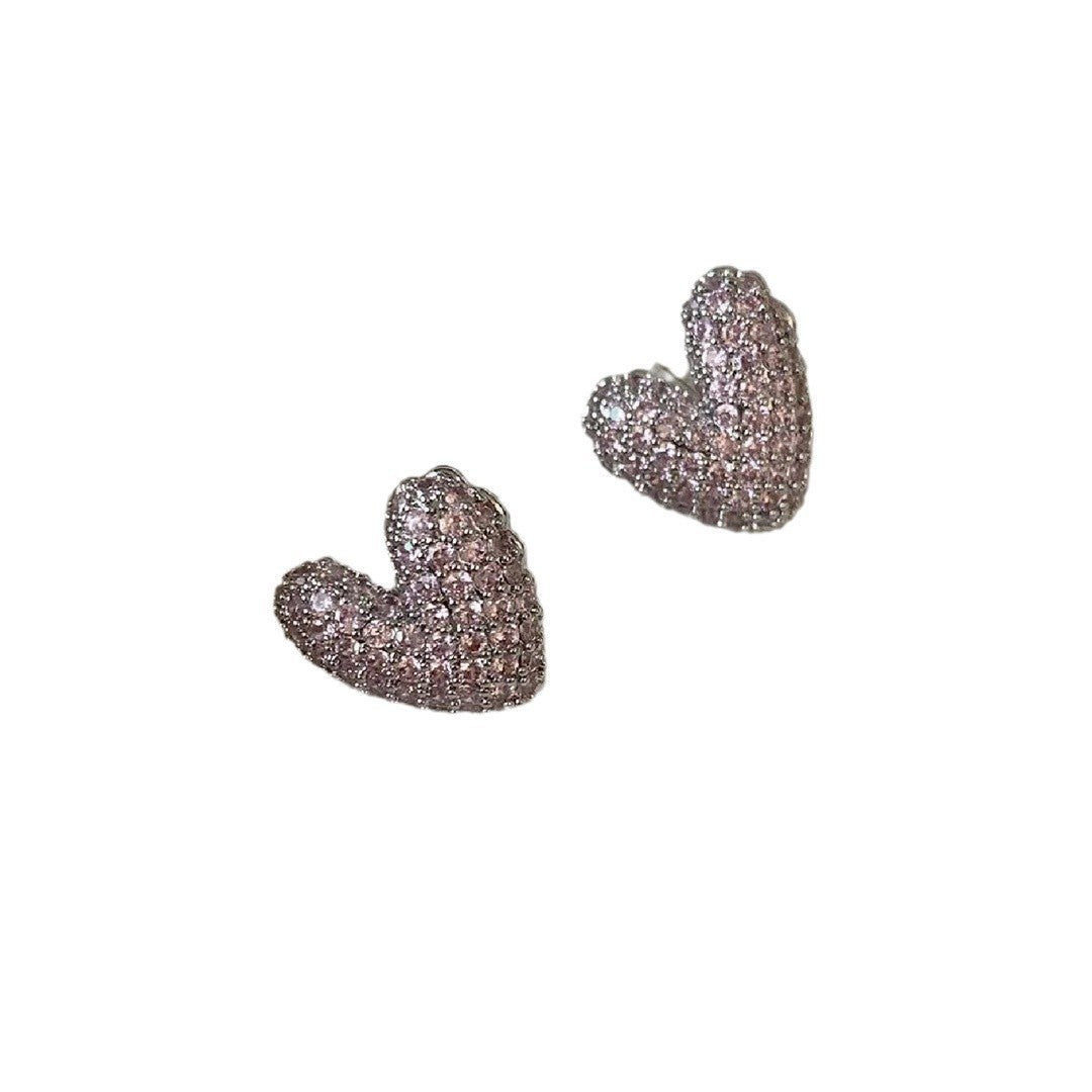 Wholesale Valentine's Day confession balloon heart luxury silver earrings