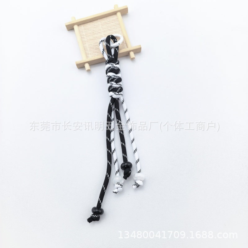 Wholesale Trendy Hand Knitted Contrast Color Keychain Lanyard Polyester Car Key Accessory