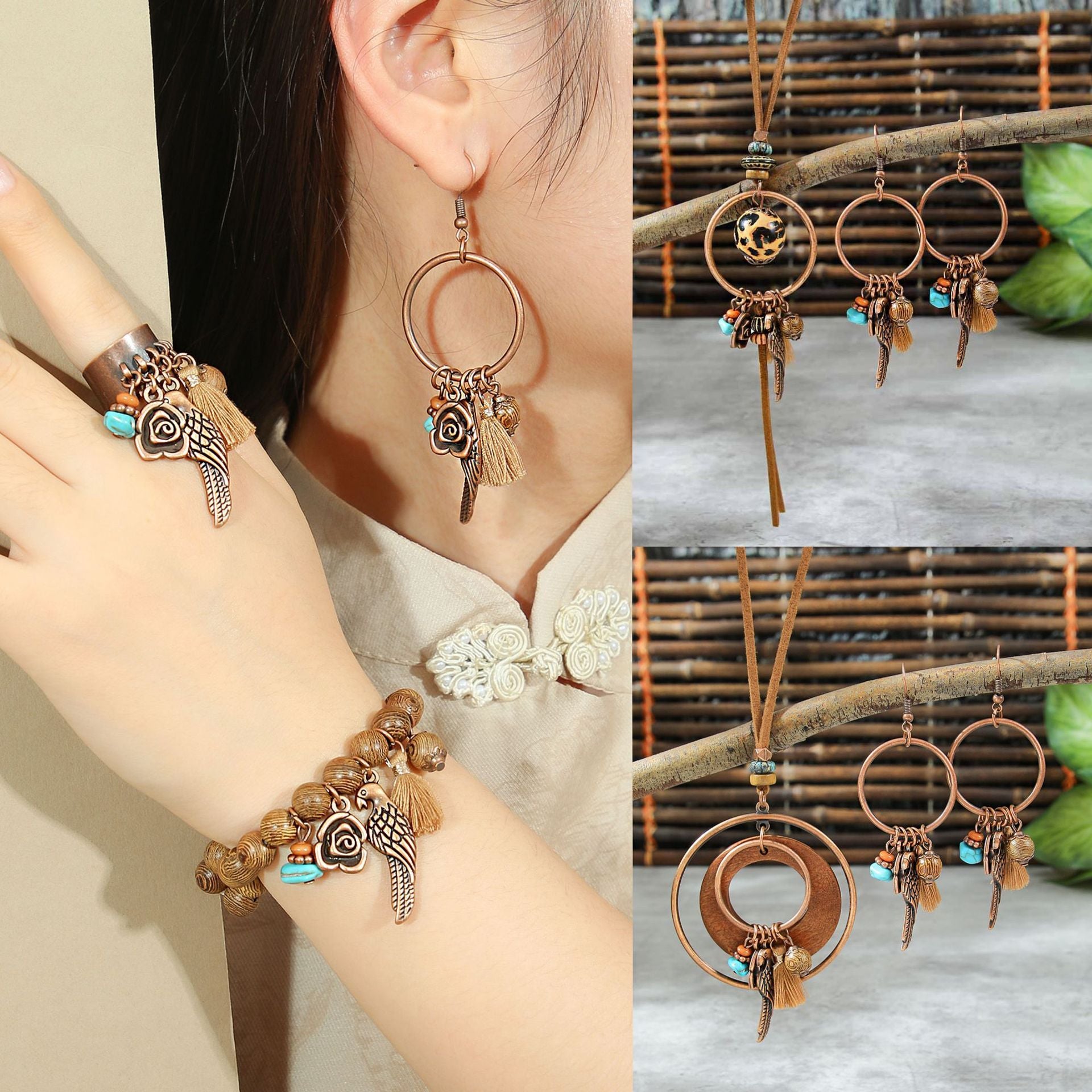 Wholesale Ethnic Style Leopard and  Jewelry Set Alloy Electroplated Fashion Accessory