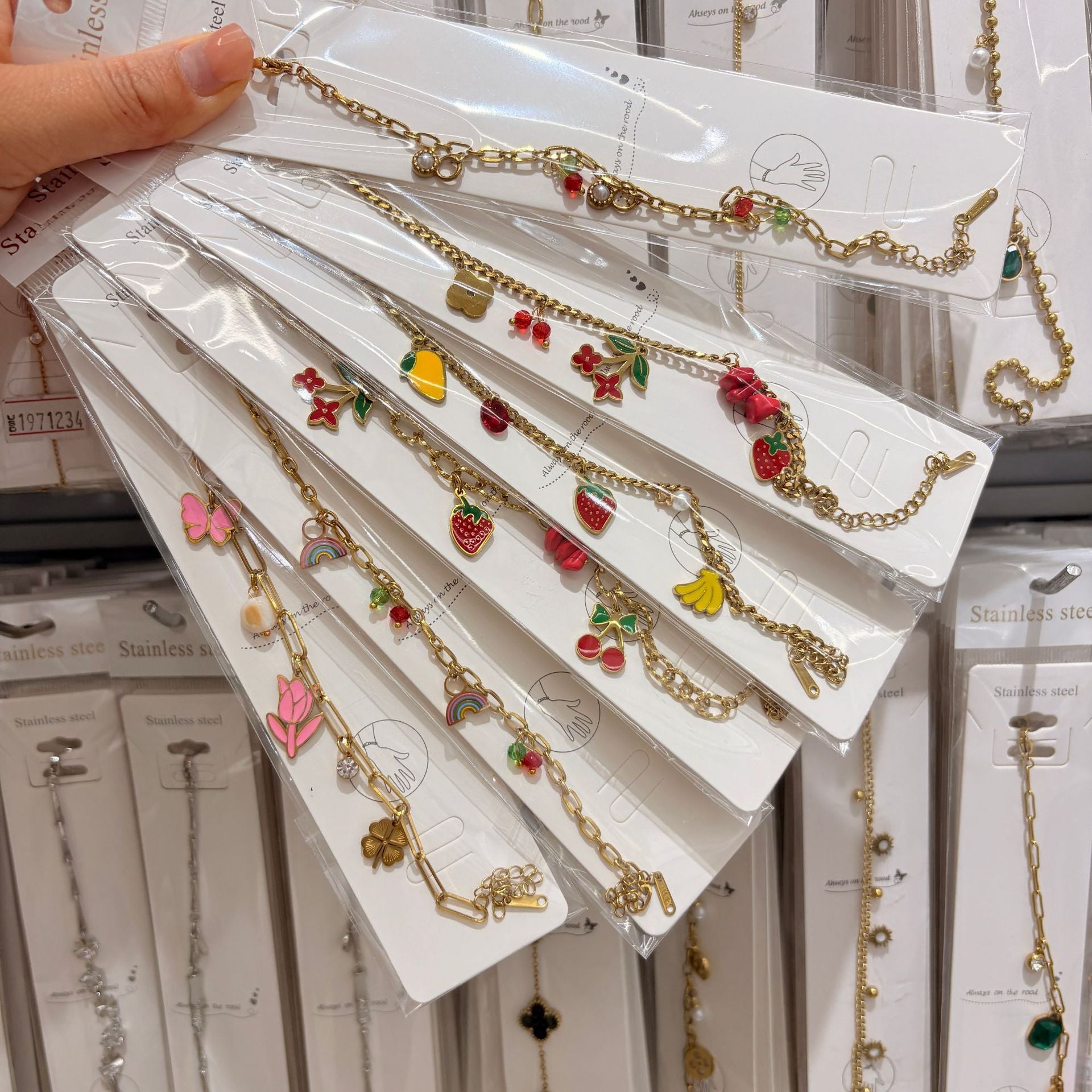 Wholesale Fashion Double Layer Titanium Steel Fruit Bracelet Gold-Plated Chic Gift
