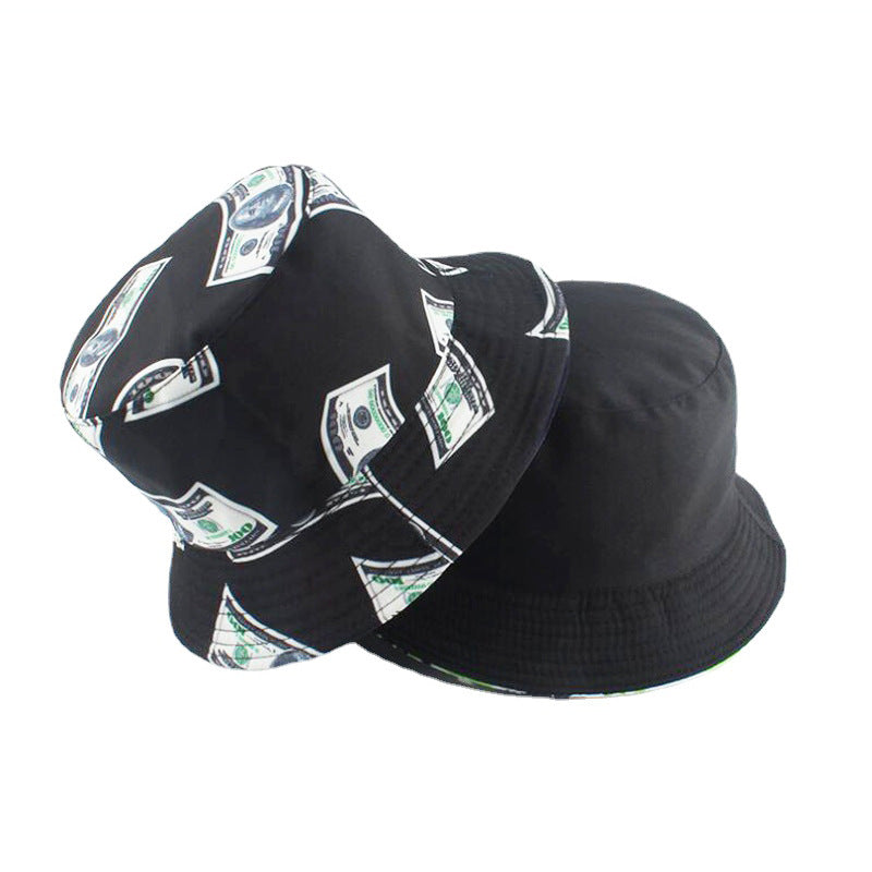 Wholesale  US dollar printed basin hat  protection sun hat bucket hat