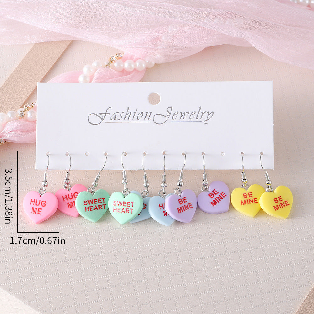 Wholesale  2PCS  Valentine's Day Candy Color Love Earrings Set