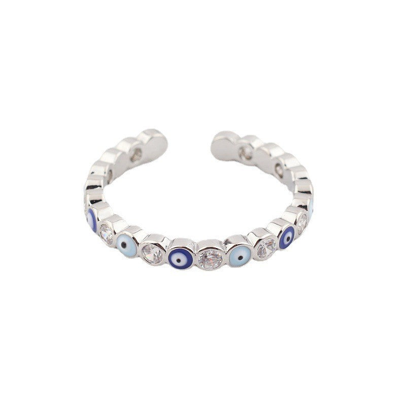 Wholesale Devil's Eye Brass Open Zircon Ring