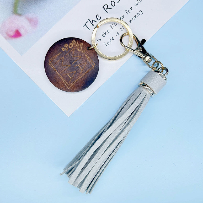 Wholesale Wooden MOM Mother's Day Tassel Creative Keychain