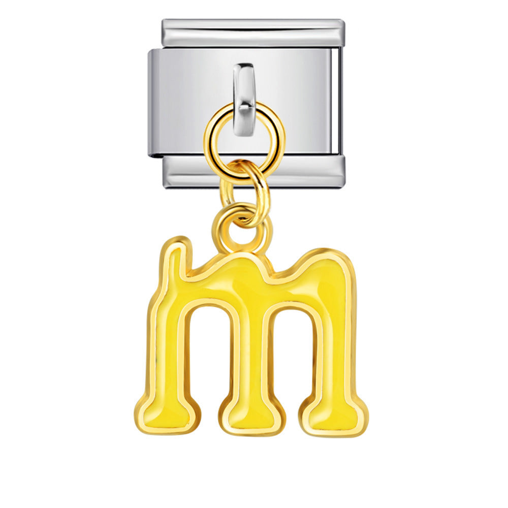 Wholesale Italian Charm Bracelet 9mm DIY Splicing Letter Series Stainless Steel Composable Bracelet