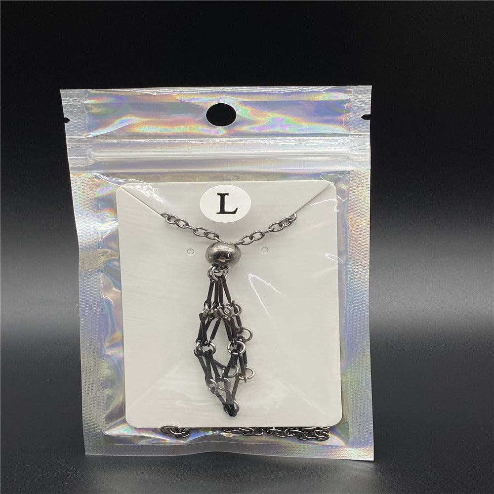 Wholesale Natural Crystal Raw Stone Mesh Frame Stainless Steel Metal Mesh Pocket Necklace ACC-NE-Nius002