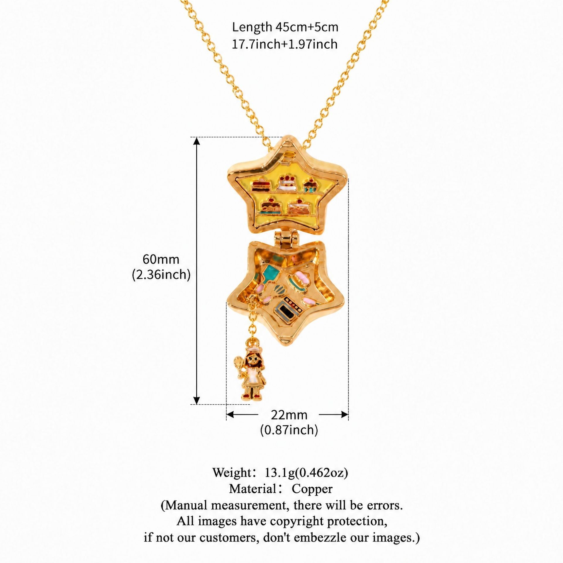 Wholesale Fashion Heart Locket Necklace For Women Copper Pink Gold Plated Cute Star Pendant Jewelry Gift