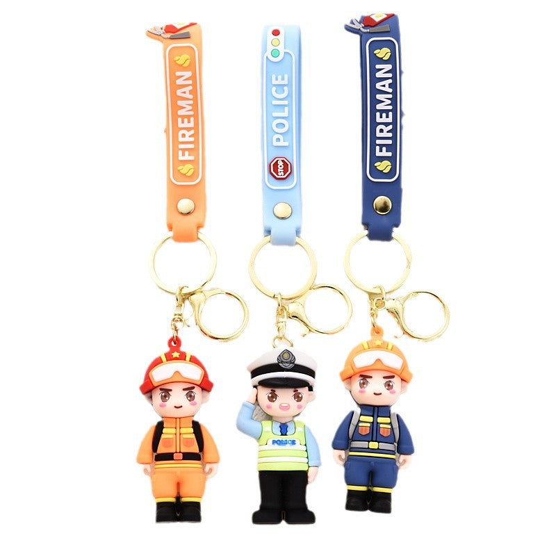 Wholesale original firemen salute traffic police keychain
