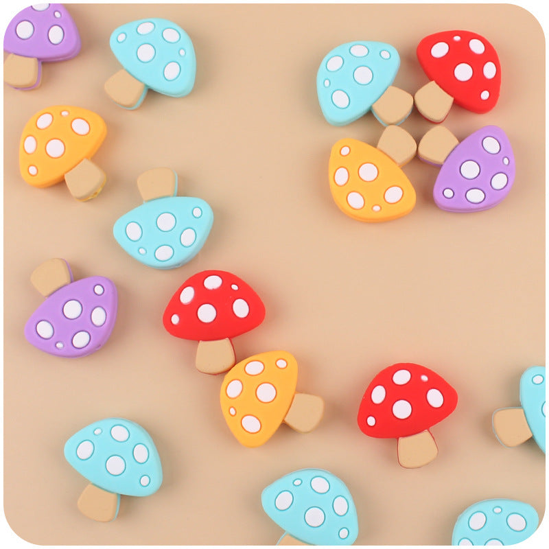 Wholesale 10pcs DIY Cartoon Silicone Mushroom Focal Beads ACC-BDS-GuangTian092