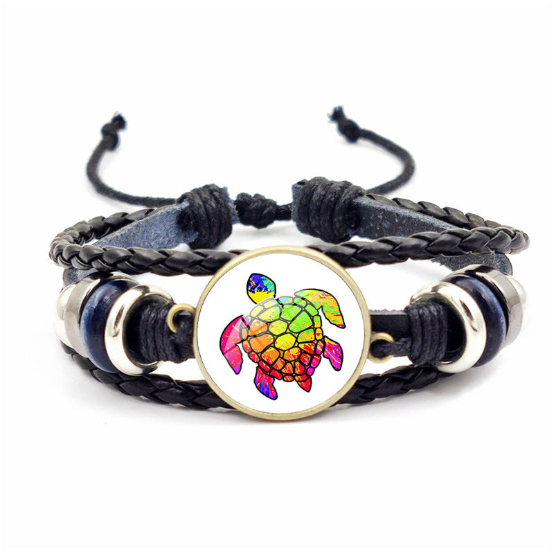 Wholesale Rendering Color Turtle Bracelet Retro Woven Leather Bracelet ACC-BT-JiaYun002