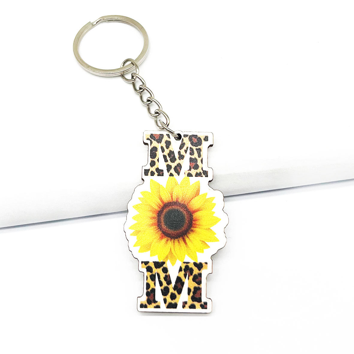 Wholesale Mother's Day Leopard Sunflower MOM Keychain Leopard Print ACC-KC-TuoYi008