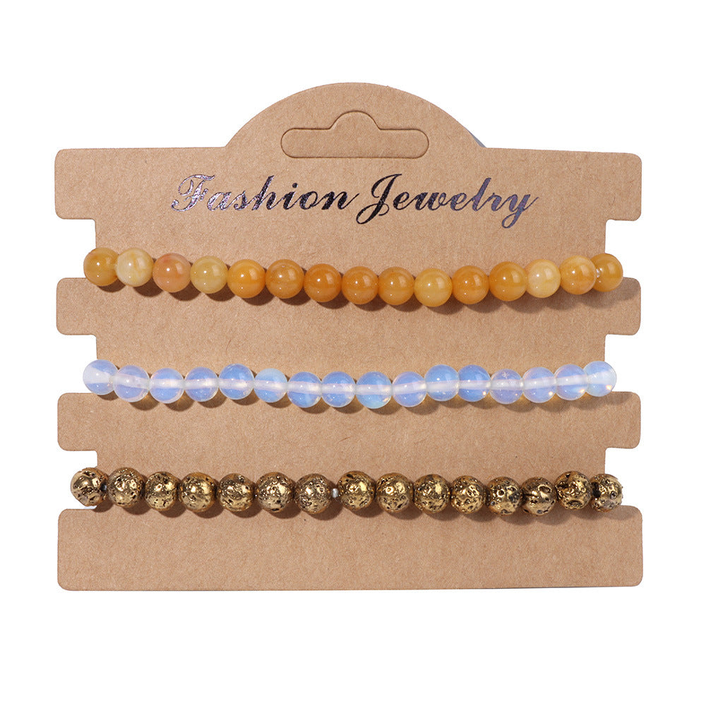 Wholesale 6mm Natural Stone Beads Elastic Bracelet ACC-BT-YinYi012