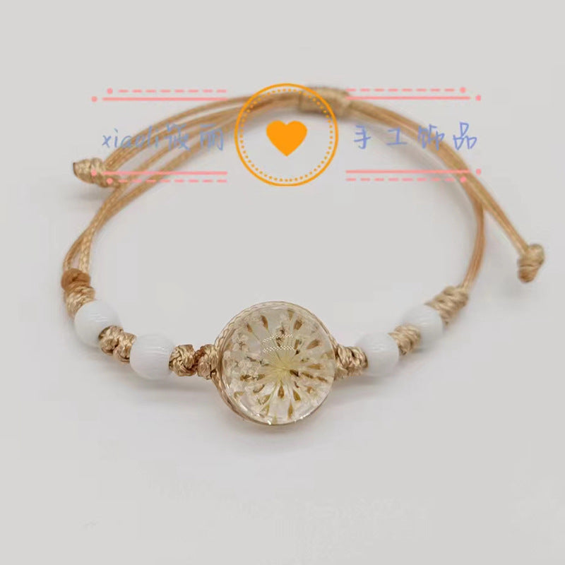 Wholesale Handwoven Colorful Ceramic Beads Natural Real Flower Bracelet ACC-BT-Youl011