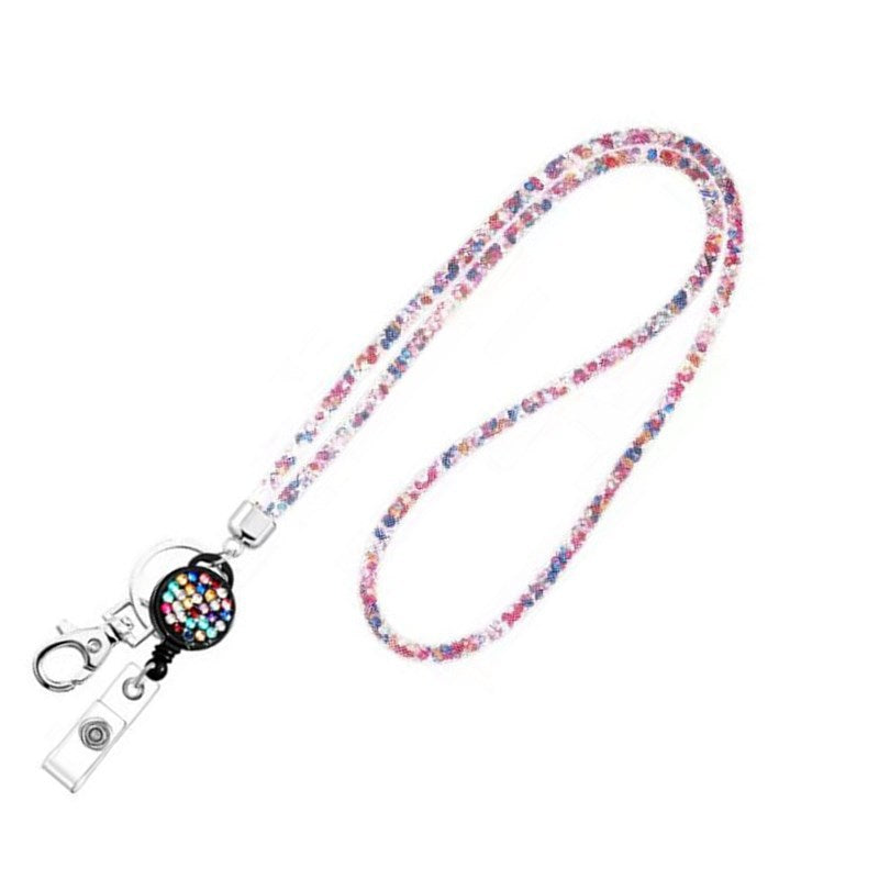 Wholesale Fishnet Rhinestone Lanyard Crystal Card Holder Lobster Keychain ACC-KC-LingYu001