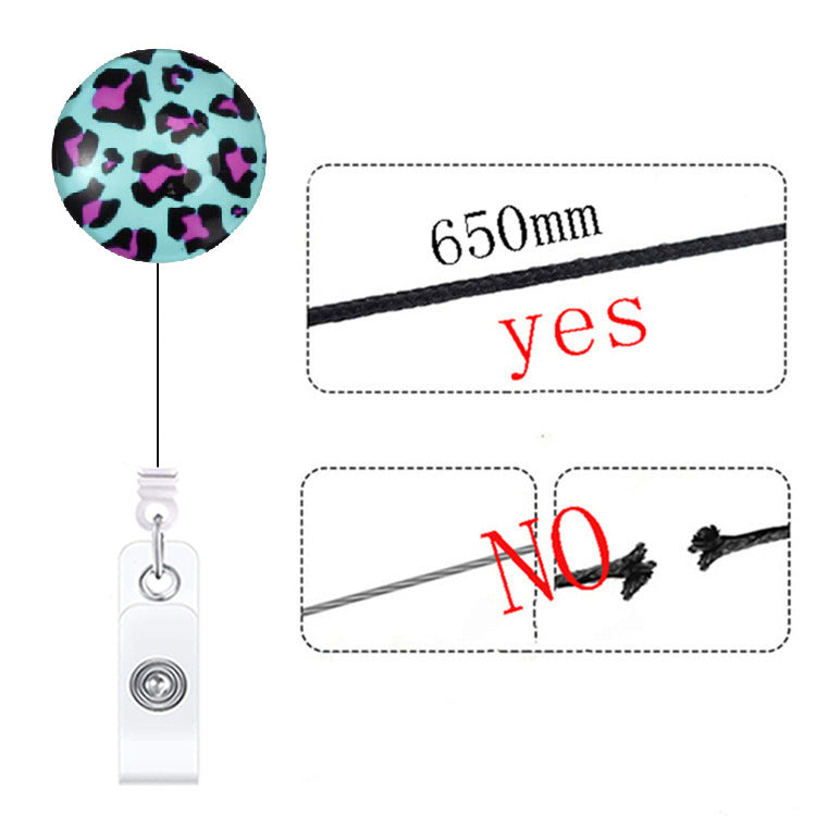 Wholesale Leopard Print Hand-Painted Retractable ID Badge Reel - Chic Keychain Clip for Office or Car Key Accessory,  Resale