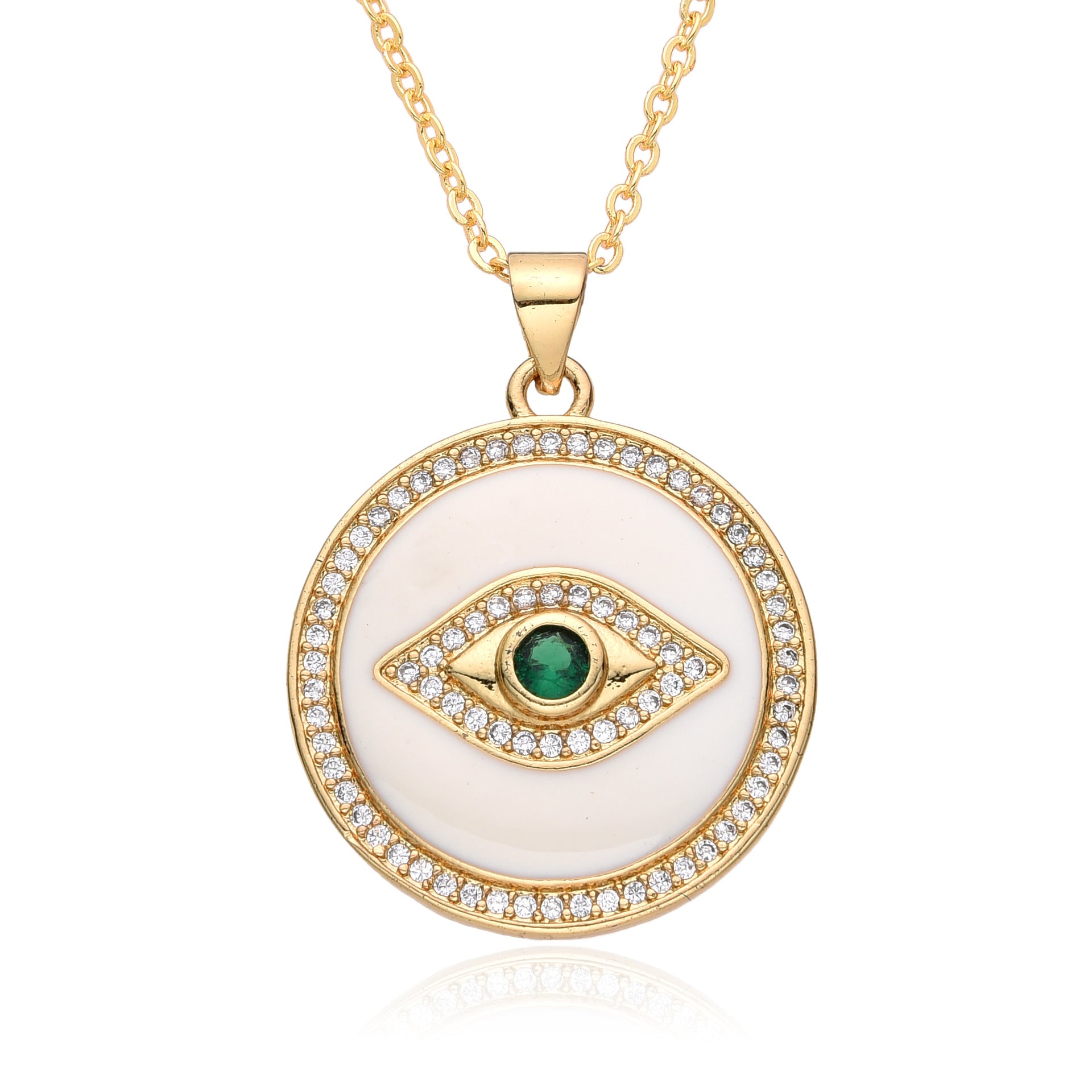 Wholesale color zircon clavicle chain drop oil enamel eye pendant necklace