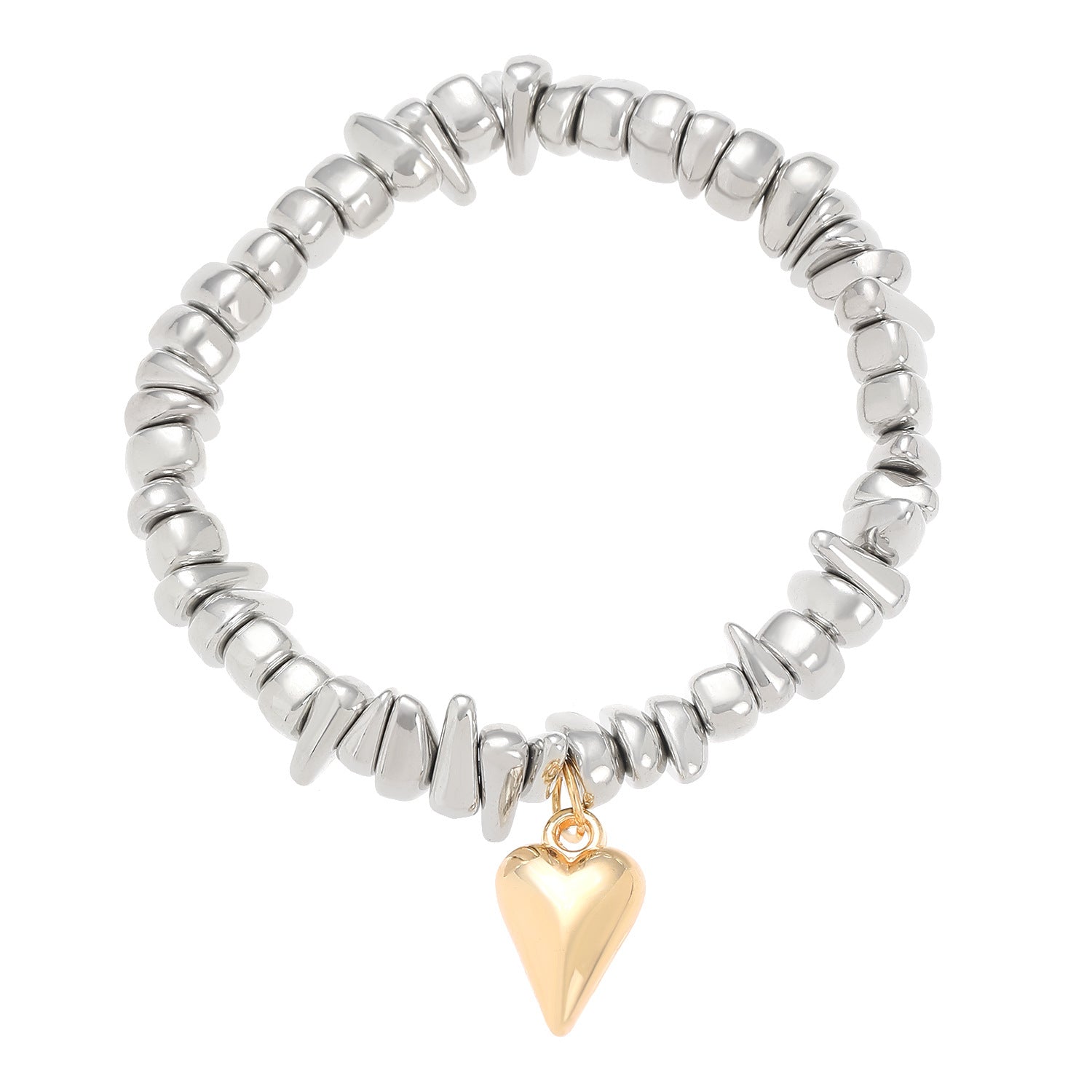 Bracciale con pendente a cuore a catena con perline irregolari retrò all'ingrosso