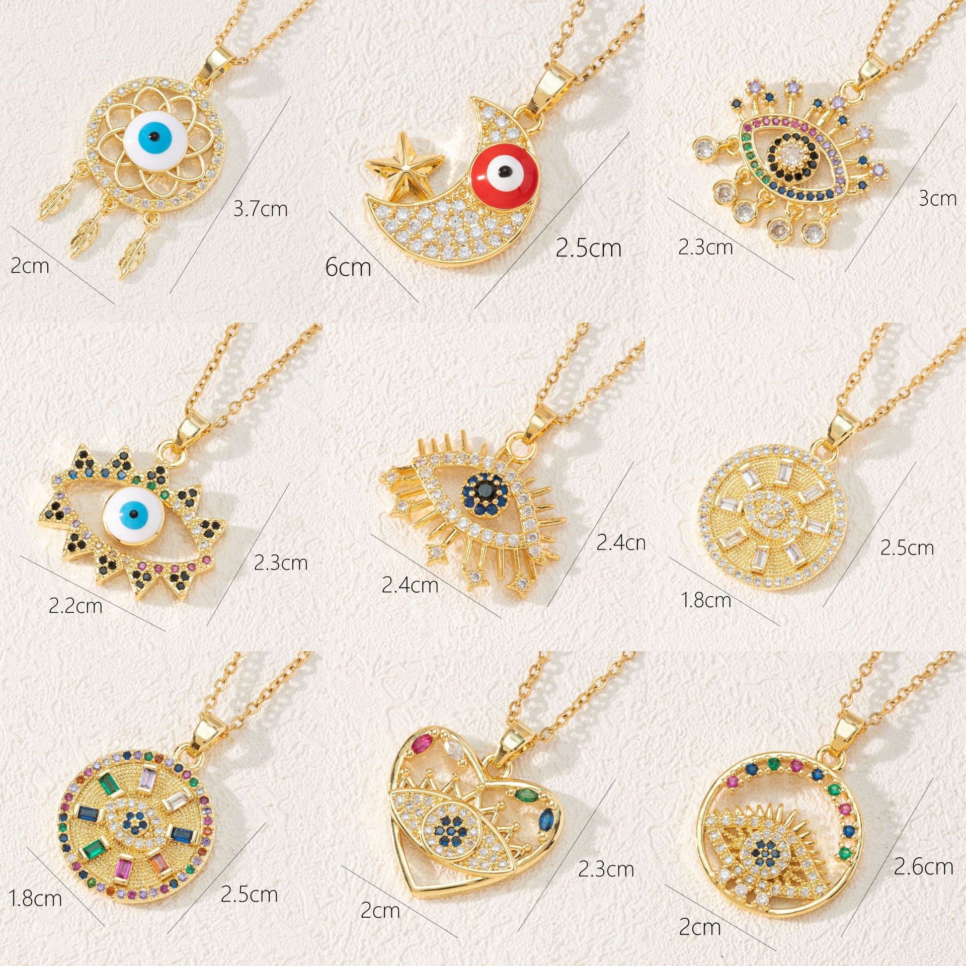 Wholesale Copper Eye Pendant Necklace Bohemian Style Fashion Jewelry Gift