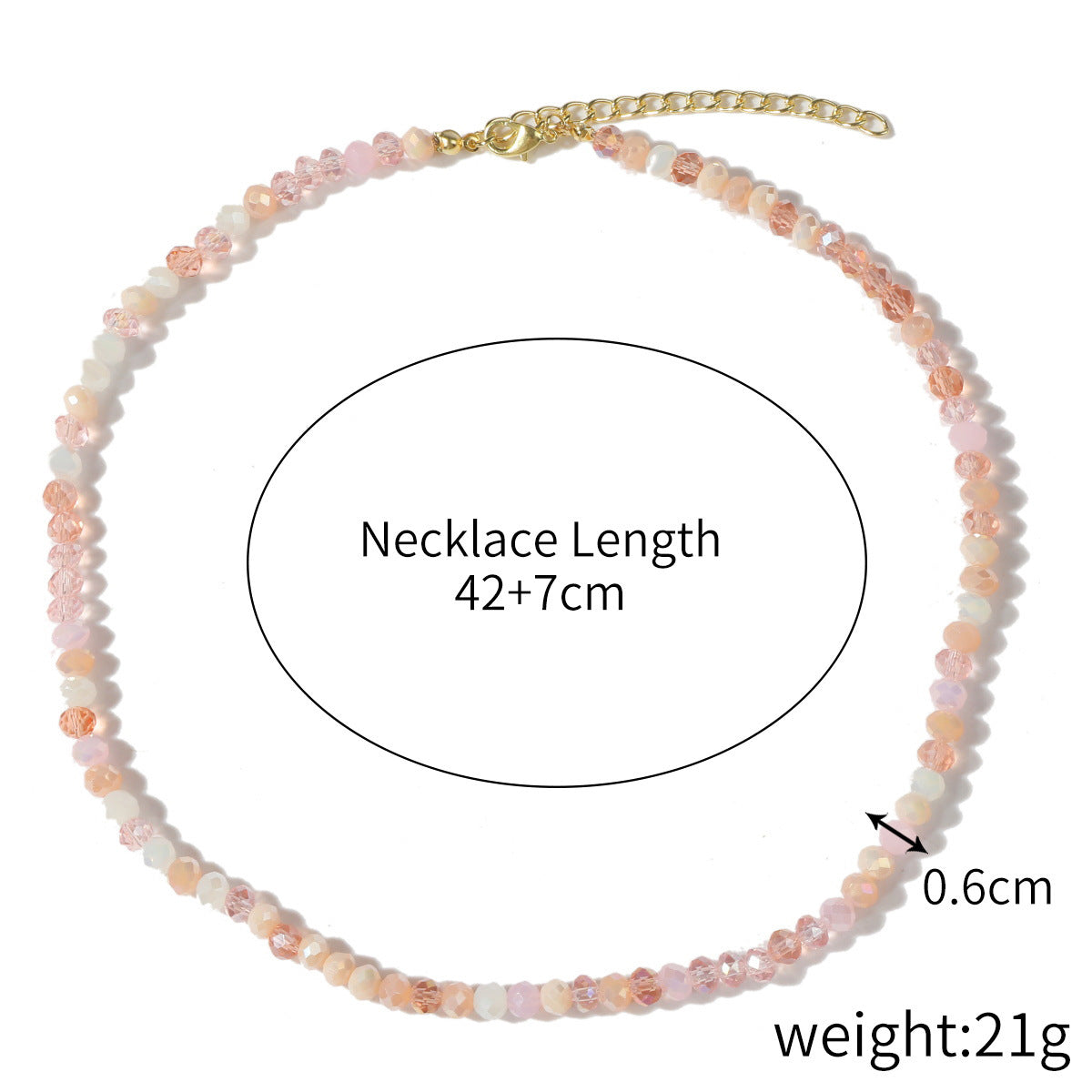 Wholesale  Non-Fading Simple Rice Bead Beaded Necklace Women' s Light Luxury Niche Design Color Crystal Necklace