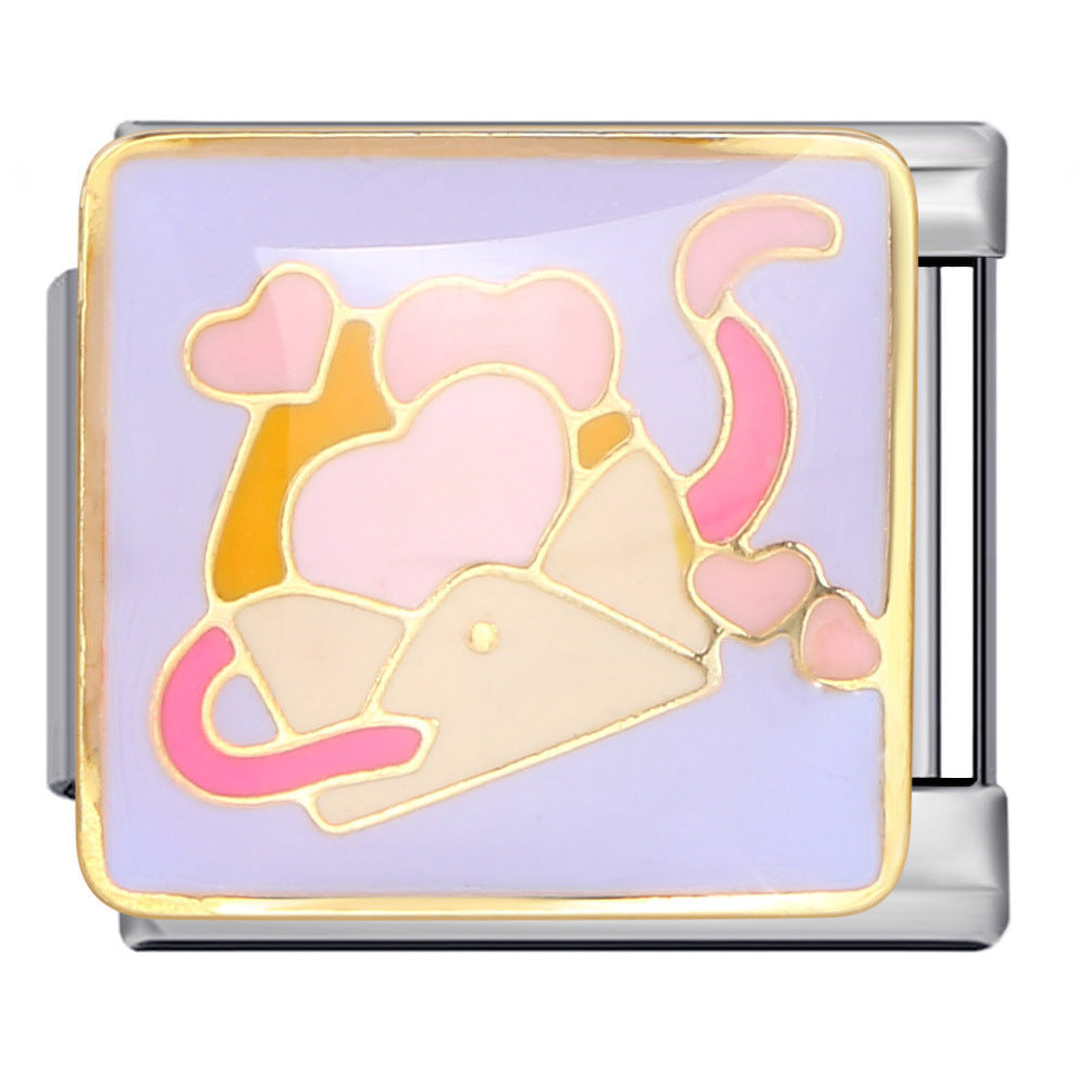 Wholesale Italian Charm Bracelet 9mm DIY Splicing Removable Oil Drop Cartoon Series Stainless Steel Composable Bracelet