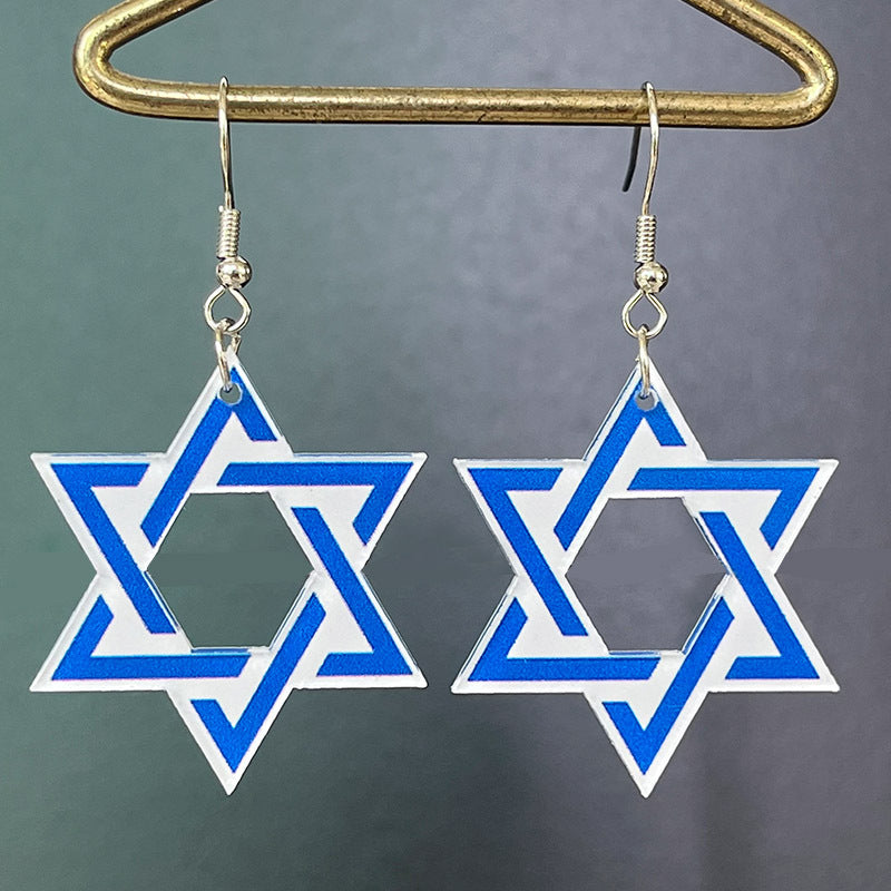 Wholesale 2 Pairs/pack Acrylic Hanukkah Candle Star Elf Earrings ACC-ES-HY194
