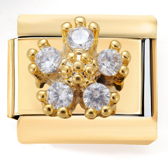 Wholesale Italian Charm Bracelet 9mm DIY  Flower Red Crab Bus Creative Stainless Steel Composable Bracelet