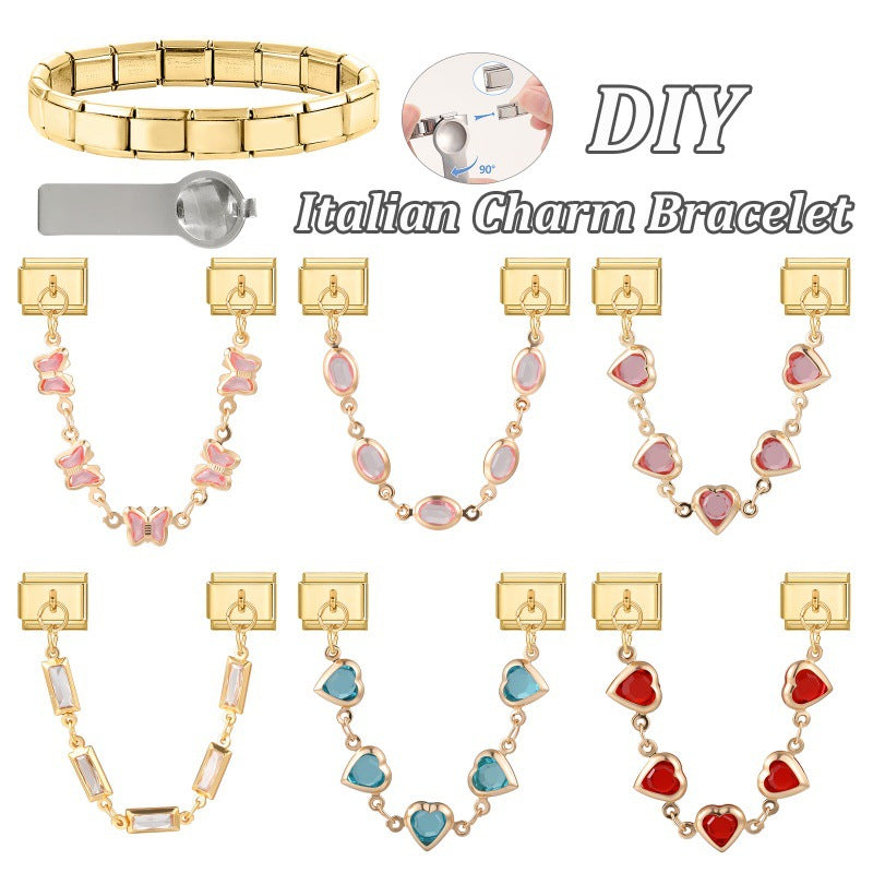 Wholesale Love Butterfly Stainless Steel DIY Bracelet Charms Plated Colorful Fashion Accessory For Jewelry Making