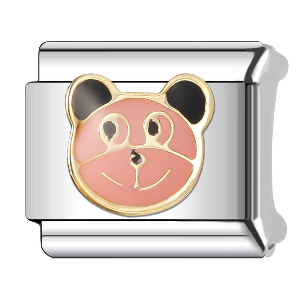 Wholesale Italian Charm Bracelet 9mm DIY Splicing Cute Cartoon Animal Stainless Steel Composable Bracelet