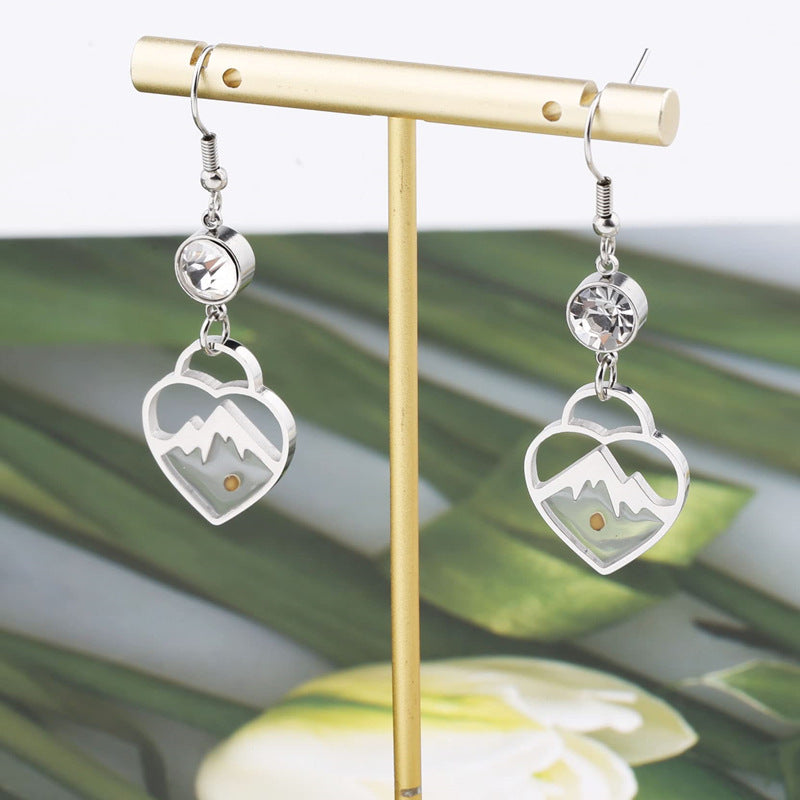 Wholesale  Love Lock Mustard Seed Heart Blingbling Earrings