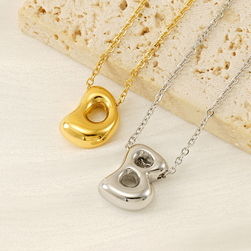 Wholesale  titanium steel smooth bubble letter necklace