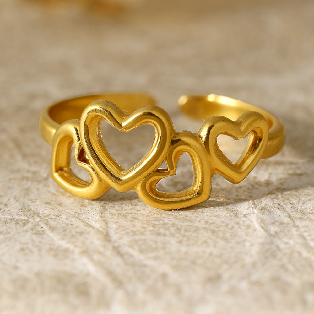Wholesale Vintage Heart Serpentine Ring Stainless Steel Open Adjustable Hollow Design Fashion Jewelry Accessory