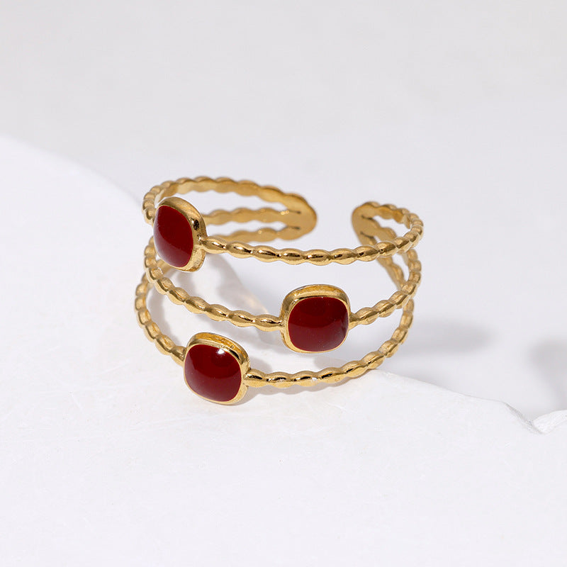Wholesale Geometric Design Open Ring For Women 18K Gold Plated Simple Stainless Steel Trendy Jewelry Gift